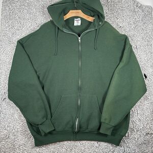 VINTAGE JERZEES FULL ZIP HOODIE MEN’S SIZE 3X GREEN VTG ACTIVEWEAR USA MADE ZIP